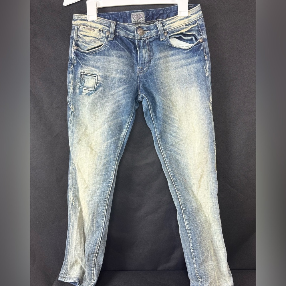 ReRock for Express Skinny Jeans Low Rise Distressed Studded Embellished Pockets